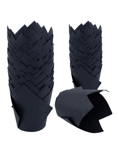 150 Forros de Papel Tulipán para Cupcakes REDANHA Negros