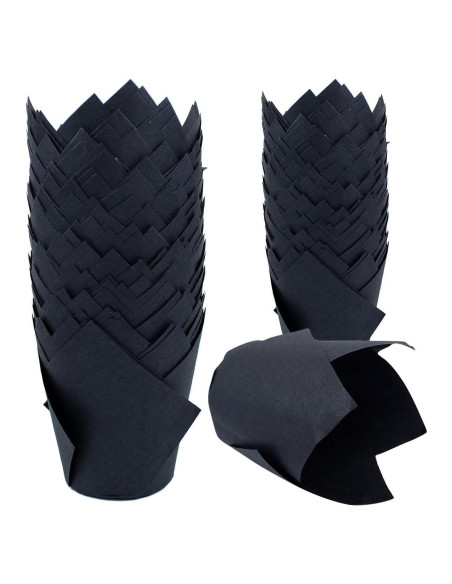 150 Forros de Papel Tulipán para Cupcakes REDANHA Negros