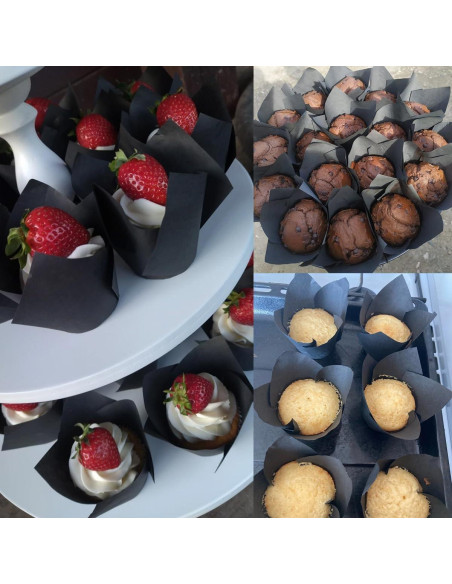 150 Forros de Papel Tulipán para Cupcakes REDANHA Negros