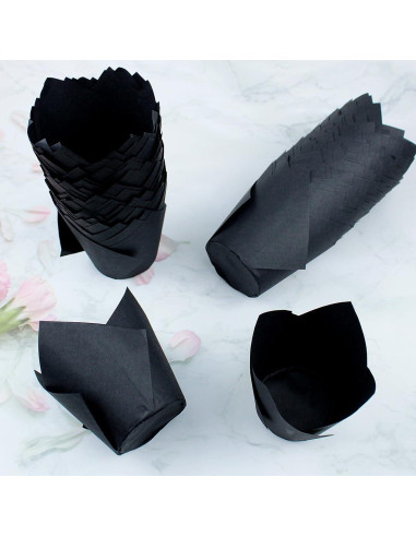 150 Forros de Papel Tulipán para Cupcakes REDANHA Negros