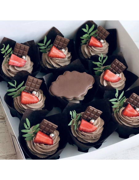 150 Forros de Papel Tulipán para Cupcakes REDANHA Negros