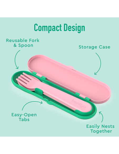 Juego de Utensilios Reutilizables Bentgo Kids - Tenedor y Cuchara Tropical