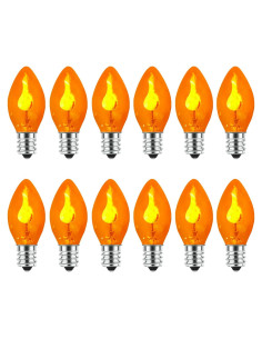 Bombillas de Llama Parpadeante Naranjas C7 Fonusty - Paquete de 12