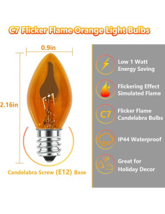 Bombillas de Llama Parpadeante Naranjas C7 Fonusty - Paquete de 12 2