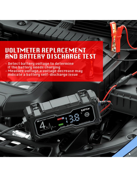 Cargador de Batería 12V EAFCar 4A con Pantalla LCD y Seguridad