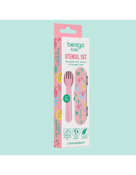 Juego de Utensilios Reutilizables Bentgo Kids - Tenedor y Cuchara Tropical