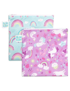 Bolsas Reutilizables para Sándwich Bumkins 2-pk Unicornios 18x18cm