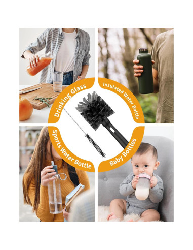 Cepillo Limpiador de Botellas y Pajitas MR.SIGA 2 en 1