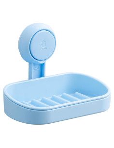 Soporte para Jabón TAILI con Ventosa Azul, Doble Plato, Sin Taladrar