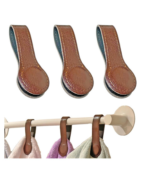 Clips de Toalla Magnéticos Prriudy de Cuero Marrón - 3 Pack