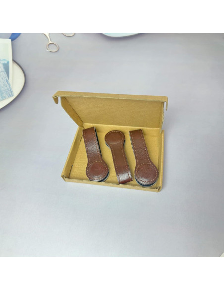 Clips de Toalla Magnéticos Prriudy de Cuero Marrón - 3 Pack