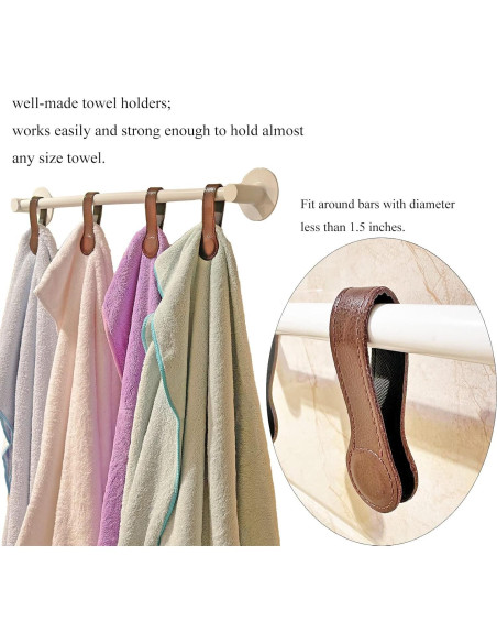 Clips de Toalla Magnéticos Prriudy de Cuero Marrón - 3 Pack