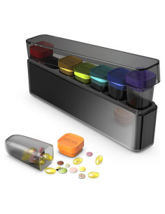 Organizador Semanal de Pastillas HIONXMGA 7 Días Portátil Negro