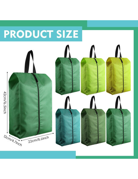 6 Bolsas de Zapatos de Viaje Bulyoou Nylon Verde 42x22x12 cm