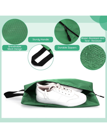 6 Bolsas de Zapatos de Viaje Bulyoou Nylon Verde 42x22x12 cm