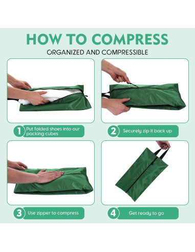 6 Bolsas de Zapatos de Viaje Bulyoou Nylon Verde 42x22x12 cm