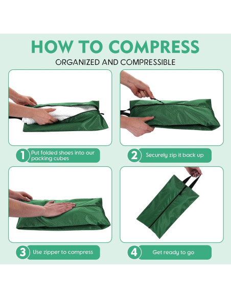 6 Bolsas de Zapatos de Viaje Bulyoou Nylon Verde 42x22x12 cm