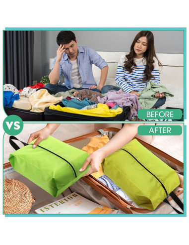 6 Bolsas de Zapatos de Viaje Bulyoou Nylon Verde 42x22x12 cm