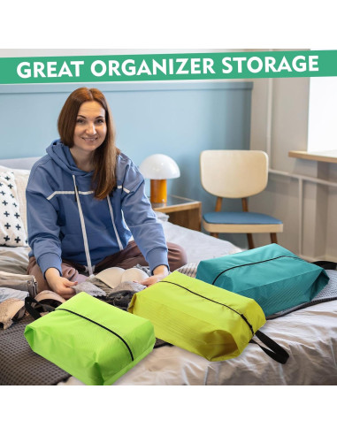 6 Bolsas de Zapatos de Viaje Bulyoou Nylon Verde 42x22x12 cm