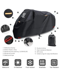 Cubierta de Motocicleta XYZCTEM Impermeable 220 cm Ajuste Universal 2