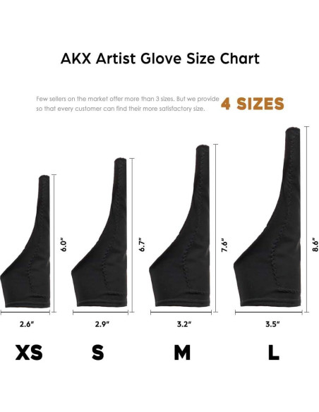Guante de Dibujo Artista AKX Negro Xpequeño - Paquete de 2