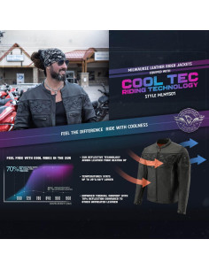 Chaqueta de motocicleta Milwaukee Leather MLM1501 Cool-Tec negra 2