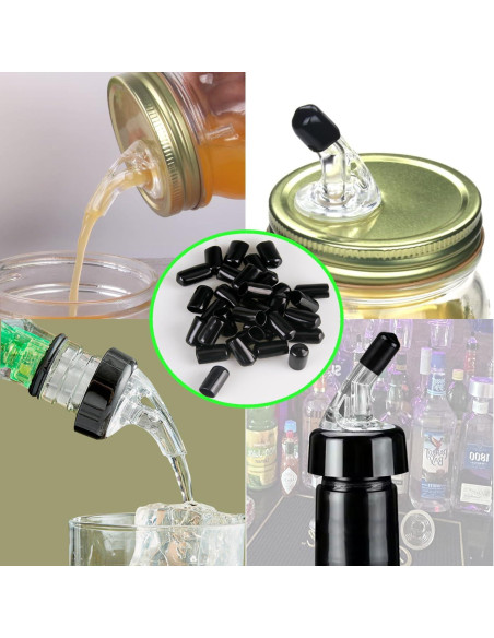 Cubiertas de Polvo para Vertedores de Licor Medido ziHenryDa - 100pcs Negro