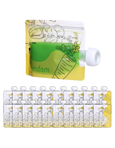 20 Bolsas Reutilizables para Comida Bebé Gemdom 150ml BPA Libre