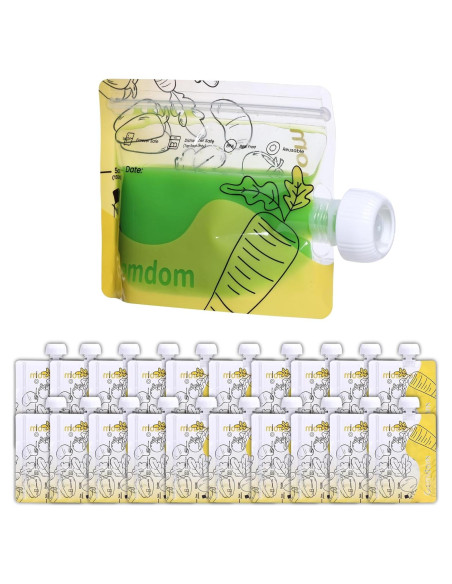 20 Bolsas Reutilizables para Comida Bebé Gemdom 150ml BPA Libre