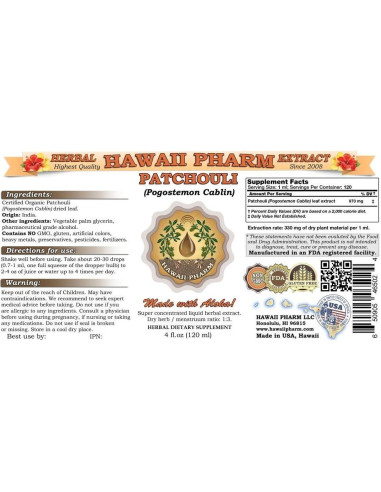 Extracto Líquido de Pachulí Orgánico Hawaii Pharm 236.6 ml
