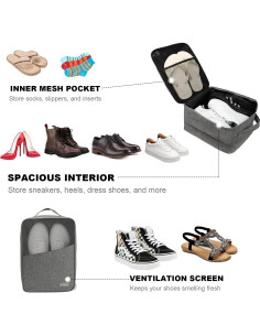 Bolsa de Zapatos Impermeable Emissary Grande Gris - 3 Pares 2