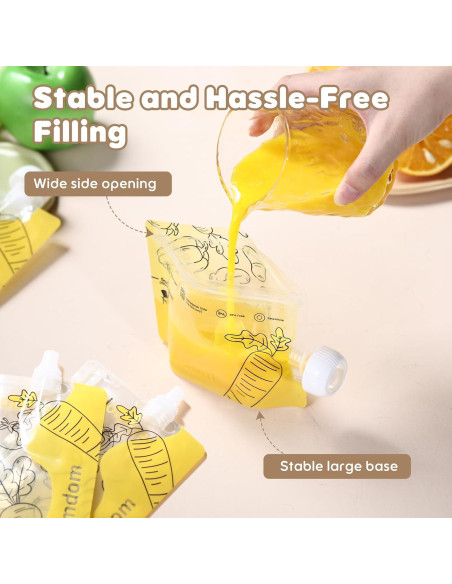 20 Bolsas Reutilizables para Comida Bebé Gemdom 150ml BPA Libre