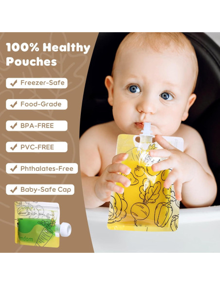 20 Bolsas Reutilizables para Comida Bebé Gemdom 150ml BPA Libre