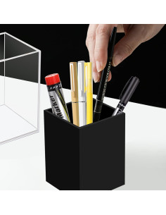 Organizador de Lápiz y Bolígrafo Acrílico Ptaedex 2 Piezas Negro 2