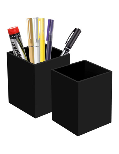 Organizador de Lápiz y Bolígrafo Acrílico Ptaedex 2 Piezas Negro