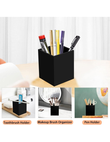 Organizador de Lápiz y Bolígrafo Acrílico Ptaedex 2 Piezas Negro