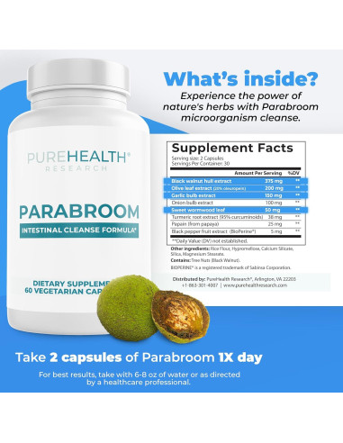 Suplemento Digestivo Parabroom PureHealth 60 Cápsulas