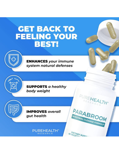Suplemento Digestivo Parabroom PureHealth 60 Cápsulas