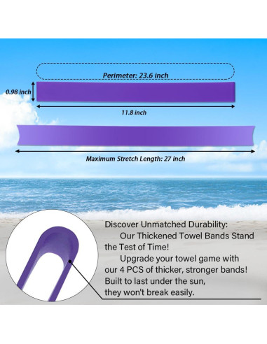 Bandas de Toalla UHUZZ 4 PCS Silicona para Playa y Cruceros
