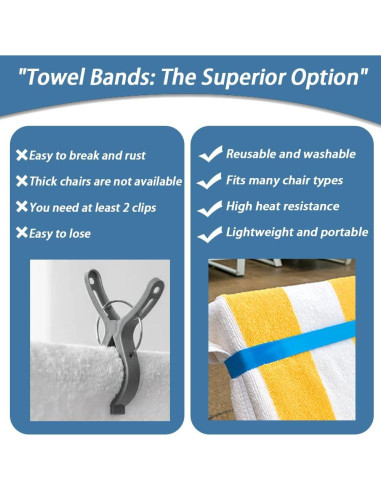 Bandas de Toalla UHUZZ 4 PCS Silicona para Playa y Cruceros