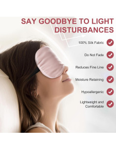 Máscara de Sueño de Seda Pyopbow Rosa 100% Seda Natural 2