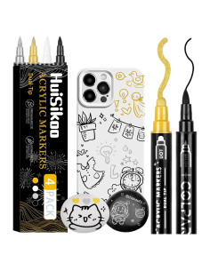 Marcadores de Pintura Acrílica HuiSikoo - Paquete de 4 Doble Punta