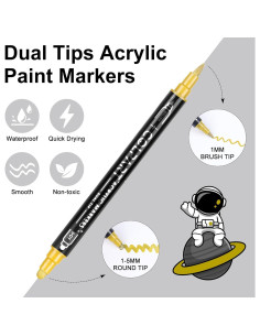 Marcadores de Pintura Acrílica HuiSikoo - Paquete de 4 Doble Punta 2