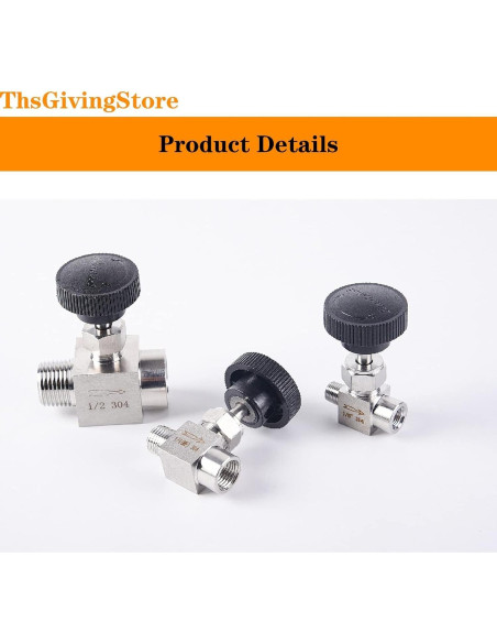 Válvula de Aguja NPT Acero Inoxidable 304 1/8 1/4 1/2 Pulgadas