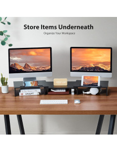 Soporte Doble para Monitores LORYERGO LEMS02 Ajustable Negro 2