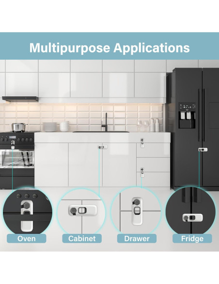 Paquete de 5 Cerraduras de Seguridad para Niños Gris - HT-Cupboard Locks