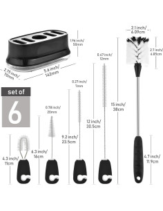 Set de 5 Cepillos para Botellas ALINK con Soporte - Negro 2