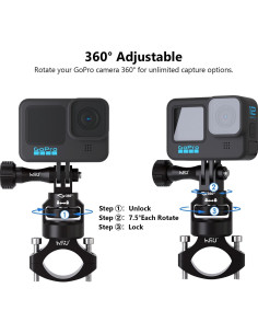 Soporte de Manillar HSU para GoPro - Aluminio 360 Ajustable 2