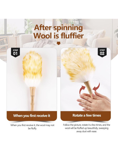 Duster de lana de cordero iHUFeather 2 piezas 37.8 cm