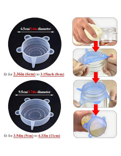 Tapas de Silicona Reutilizables Adpartner - Paquete de 10, 6-11cm 2